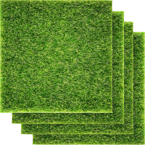 Pangda 6x6 inch square artificial grass lawn for miniatures, realistic texture for dollhouses.