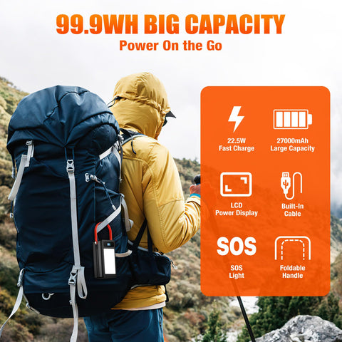 Pangootek power bank LCD display shows remaining capacity for planning.