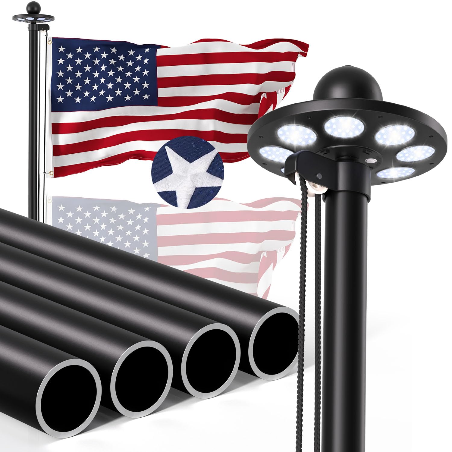 Panopole heavy-duty flag pole kit assembled for easy outdoor installation
