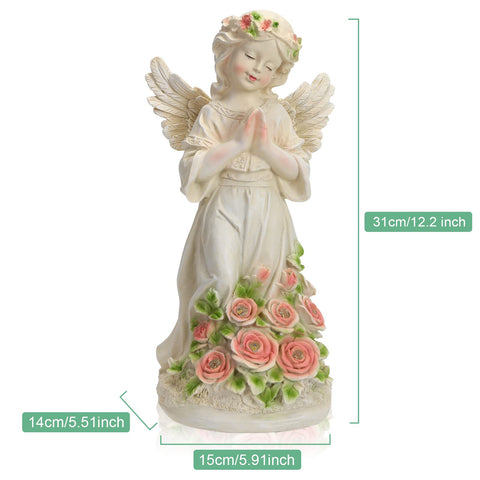 Panven garden angel solar panel powers daytime charge for dusk glow.