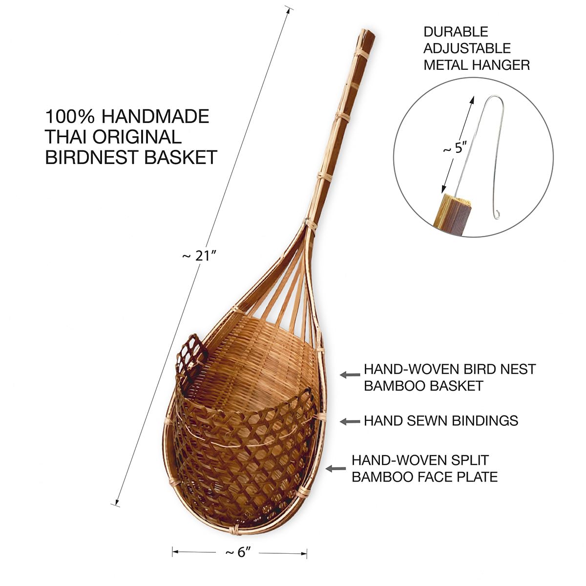 PANWA easy-care 6-inch bamboo basket ready to rinse and air dry.