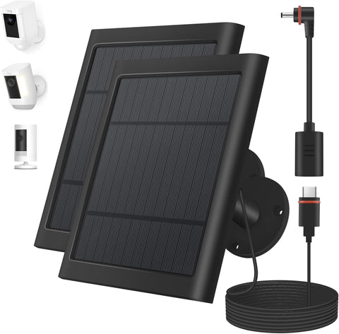 Paodekua 2-pack 4W solar charger for Ring cam charging outdoors