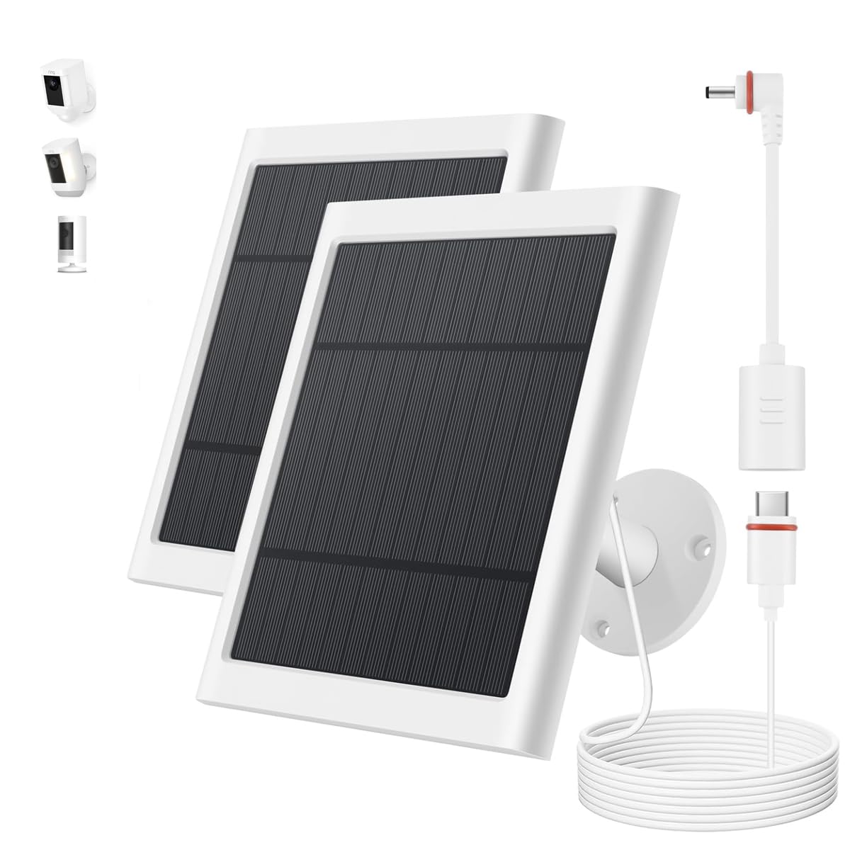 Paodekua solar panel for Ring Camera two-pack powering outdoor cameras