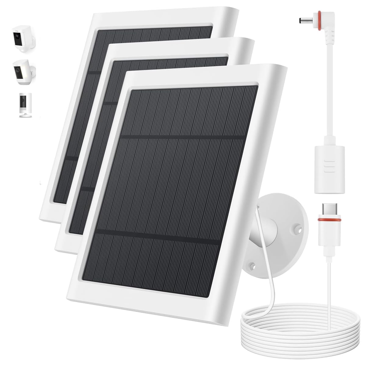 Paodekua solar panel for Ring camera 3-pack ensures reliable outdoor charging.
