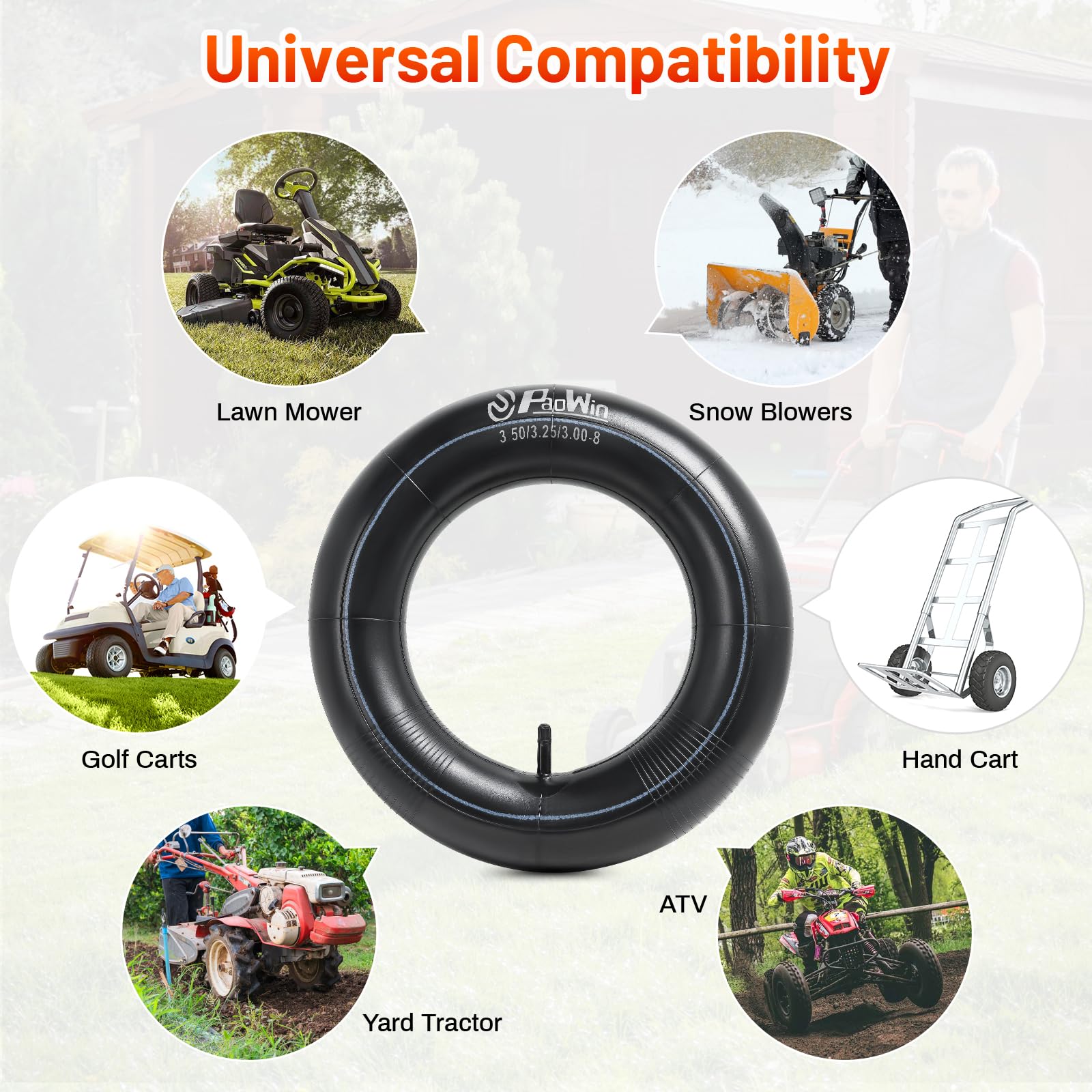 PaoWin 3.25-8 inner tube with TR13 valve for yard carts.