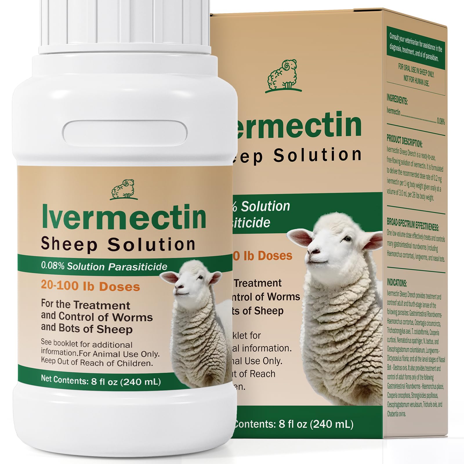 Paraguard ivermectin 0.08% solution bottle ready for sheep parasite treatment.