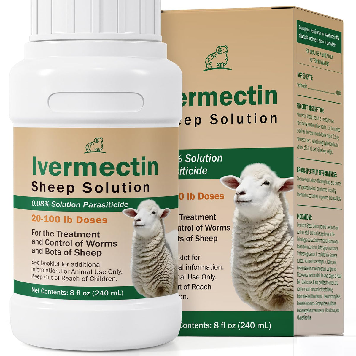 Paraguard ivermectin 0.08% solution bottle ready for sheep parasite treatment.