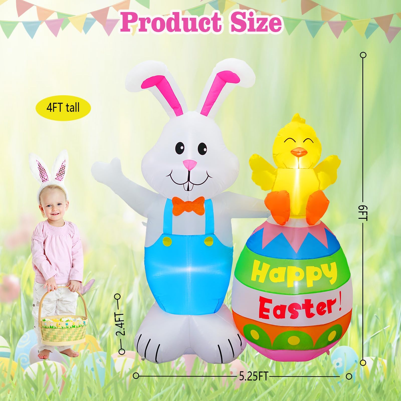 PARAYOYO Easter inflatable chick on egg adds playful charm to yard celebrations