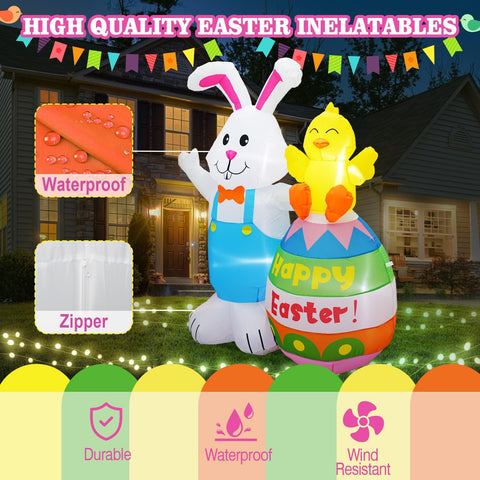 PARAYOYO LED-lit Easter inflatable enhances nighttime curb appeal