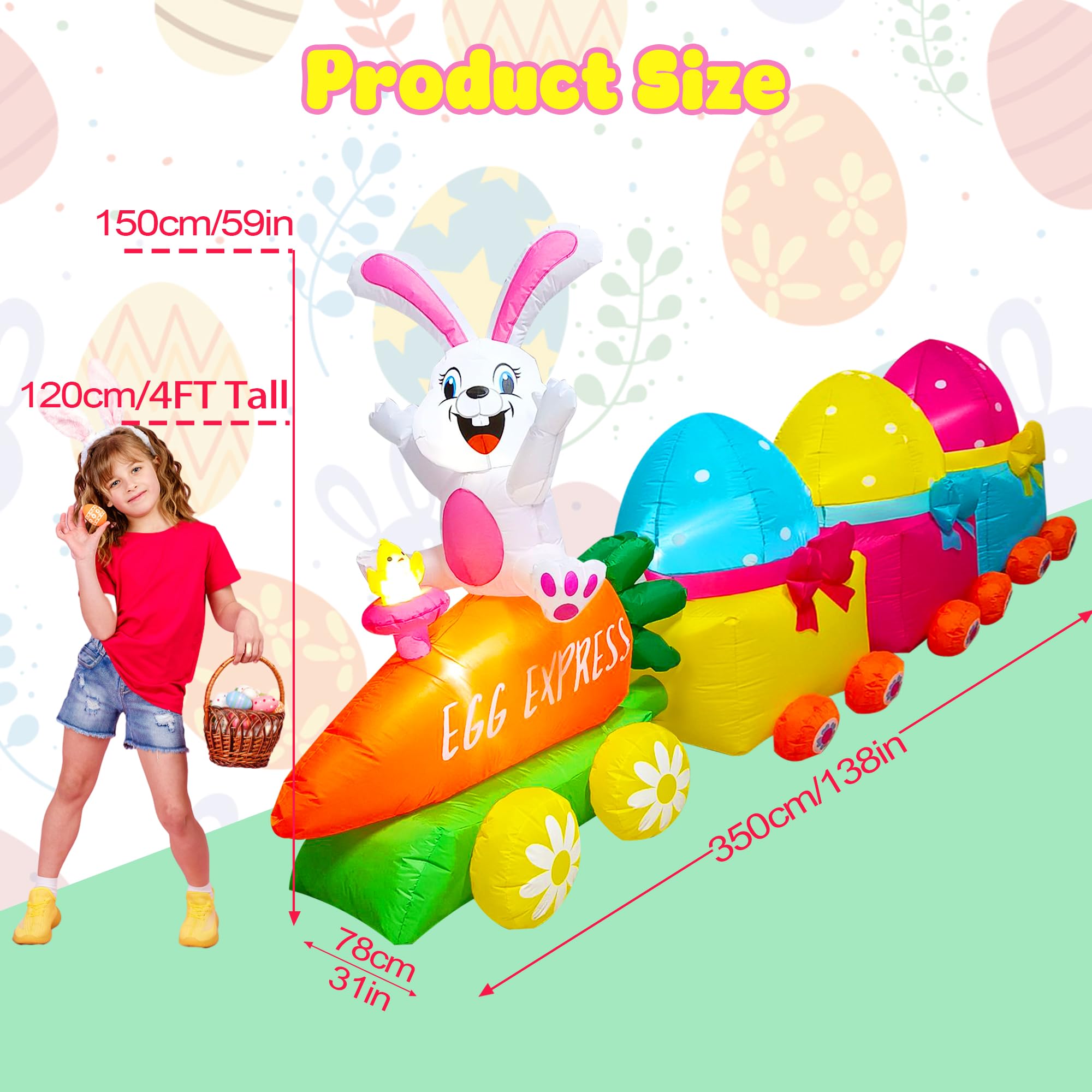 PARAYOYO Easter train with carrot detail enhances yard décor.