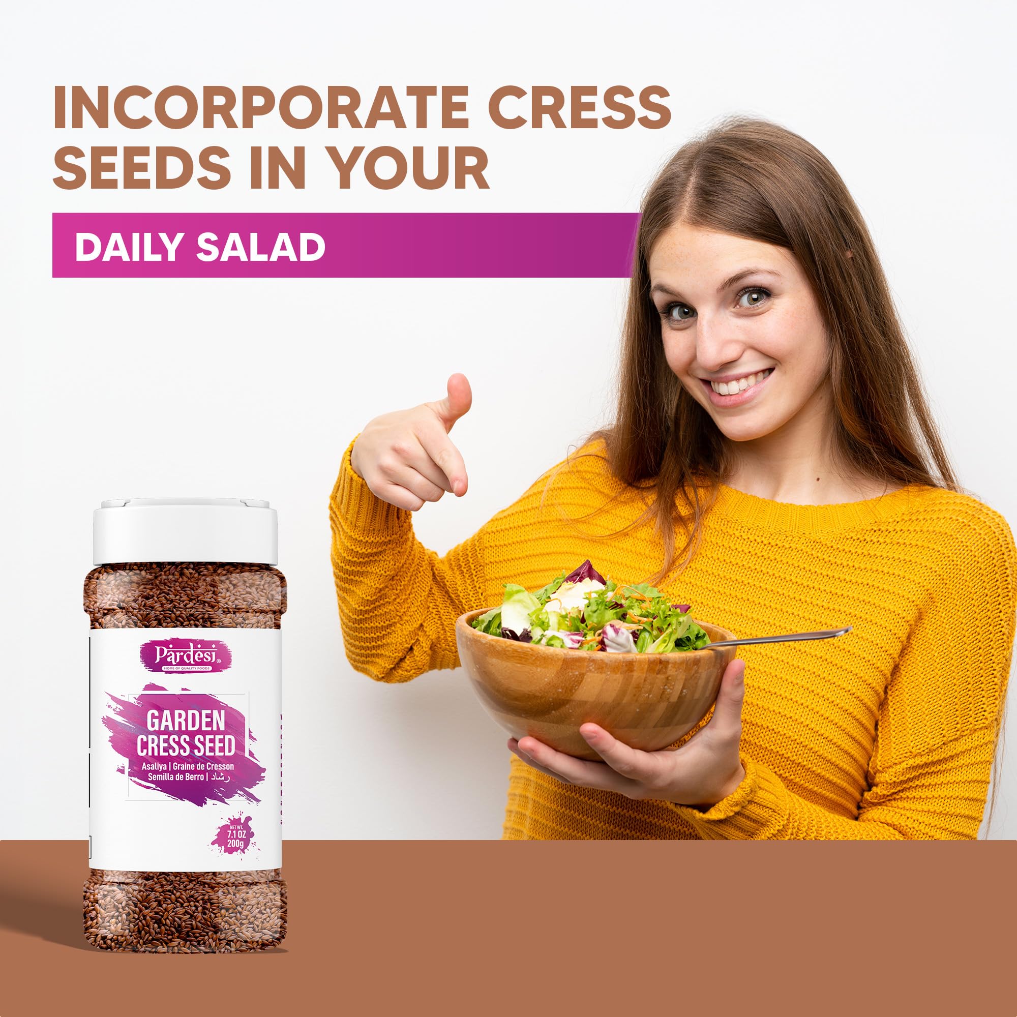 Nutrition panel highlight on Pardesi Halim Seeds 300g jar