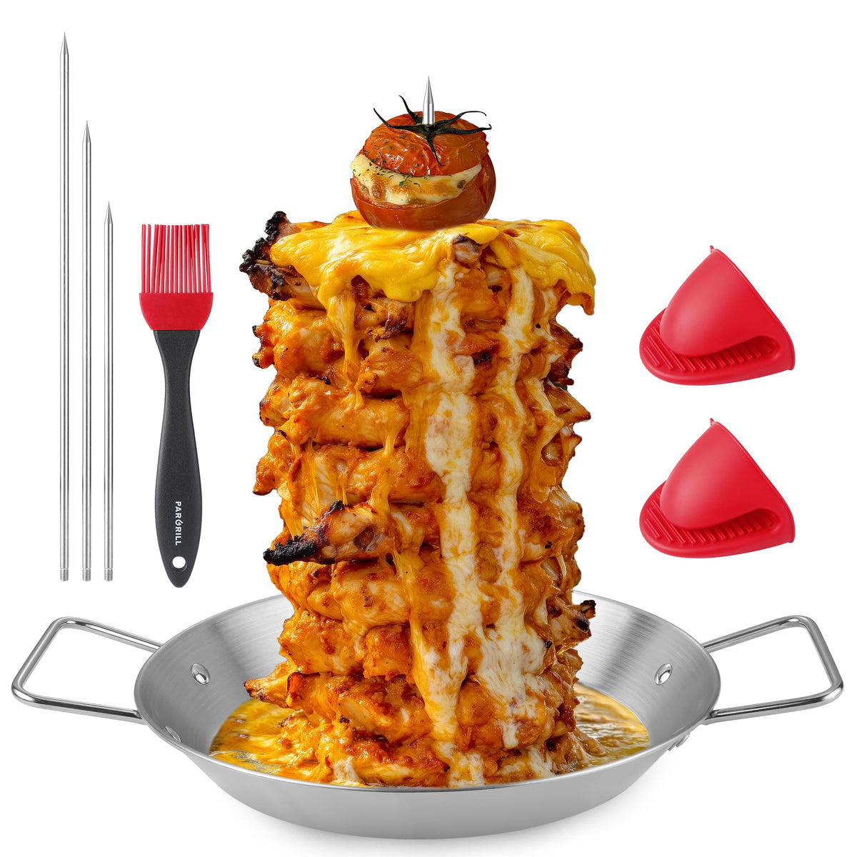 PARGRILL Al Pastor stand with an 8-inch spike ready for grilling.