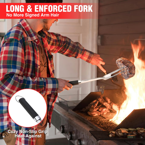 PARGRILL ergonomic handle provides comfortable grip during extended grilling.