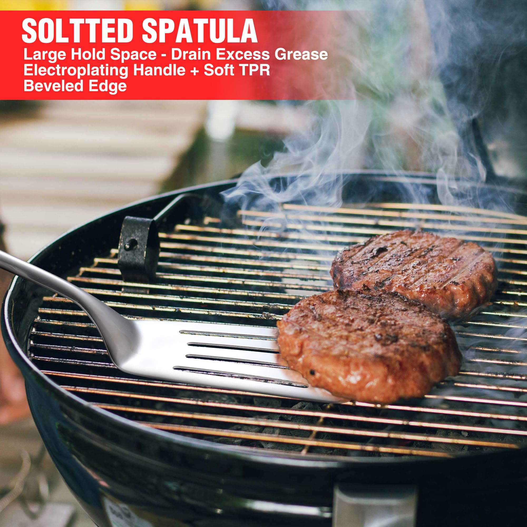 PARGRILL locking tongs with adjustable grip for versatile food handling.
