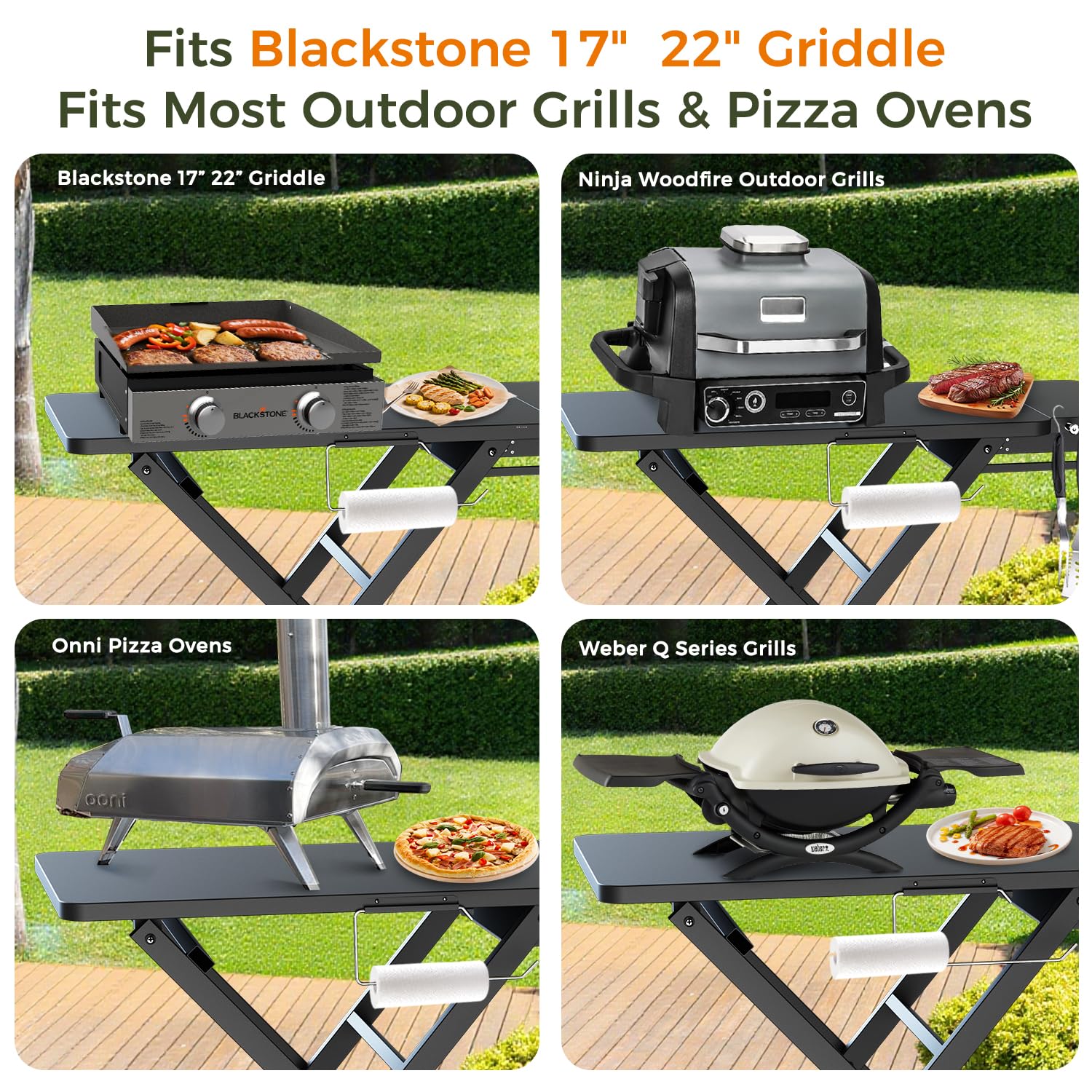 Pariplus grill table stand folded for compact storage
