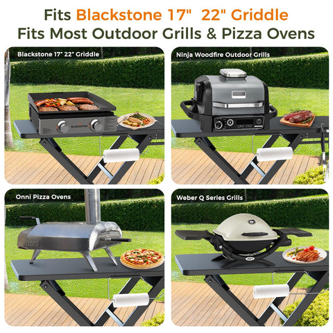 Pariplus grill table stand folded for compact storage