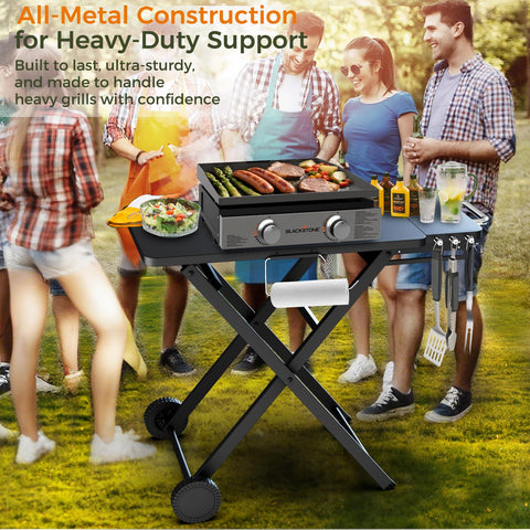 Pariplus grill table stand layout emphasizing large prep area