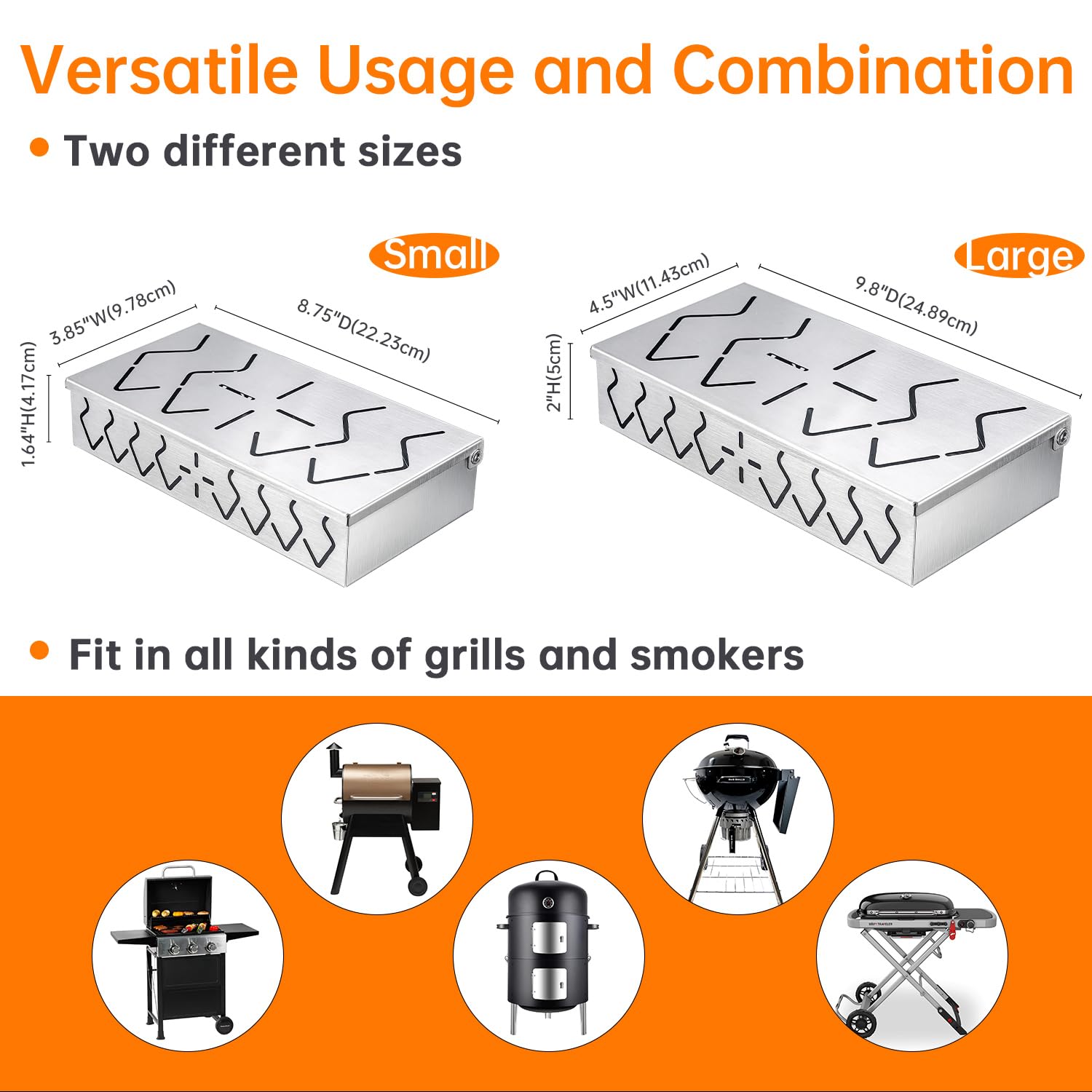 Pariplus smoker box with hinged lid for easy chip access.