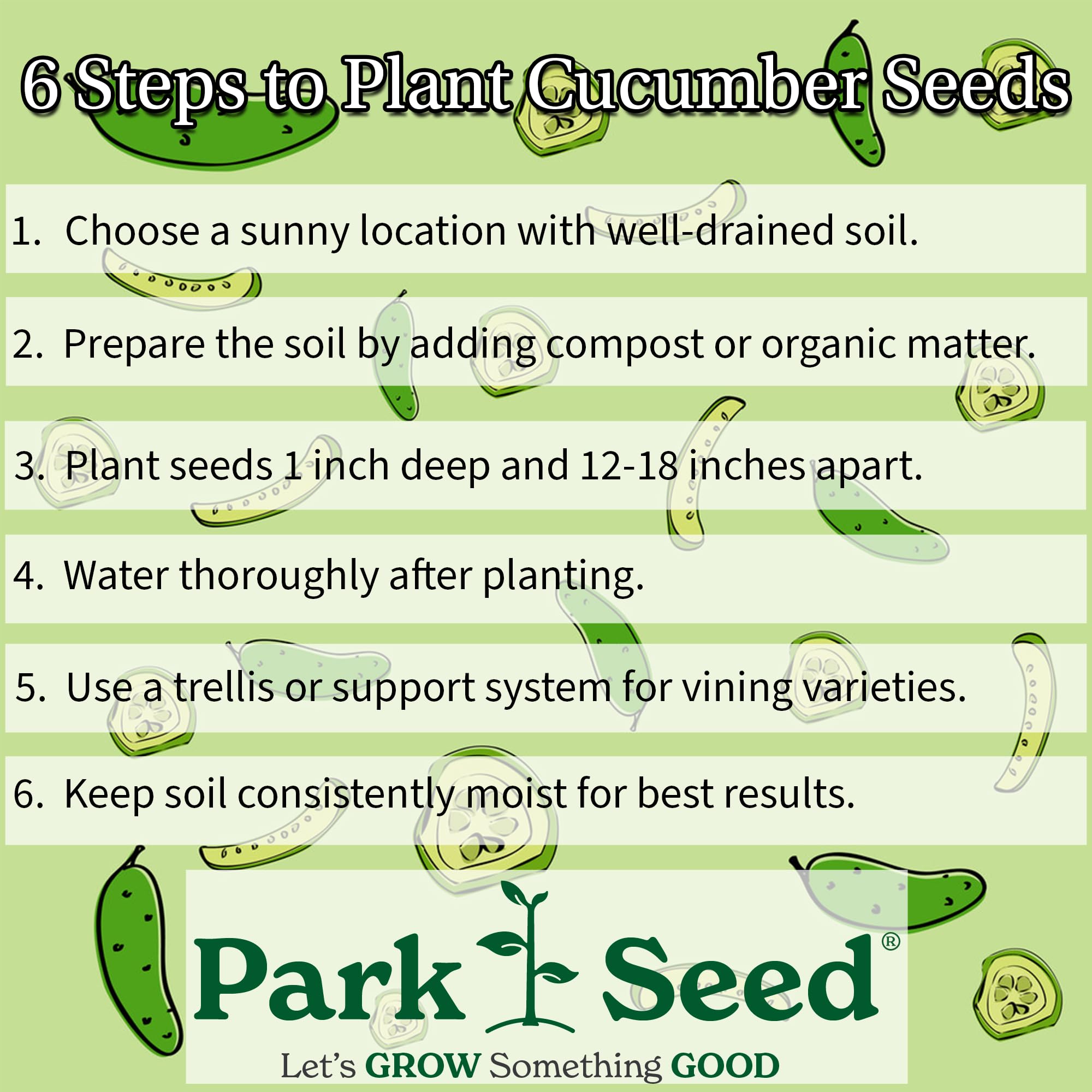 Park Seed Alibi cucumbers trained on a trellis save space.
