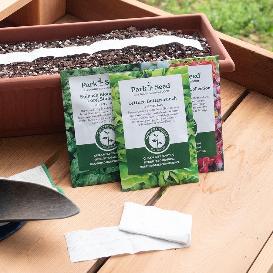 Park Seed sow effortless collection tape enables easy beds, edges, and containers.