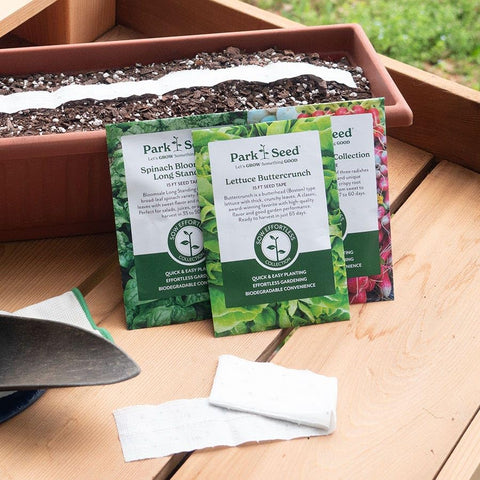 Park Seed sow effortless collection tape enables easy beds, edges, and containers.