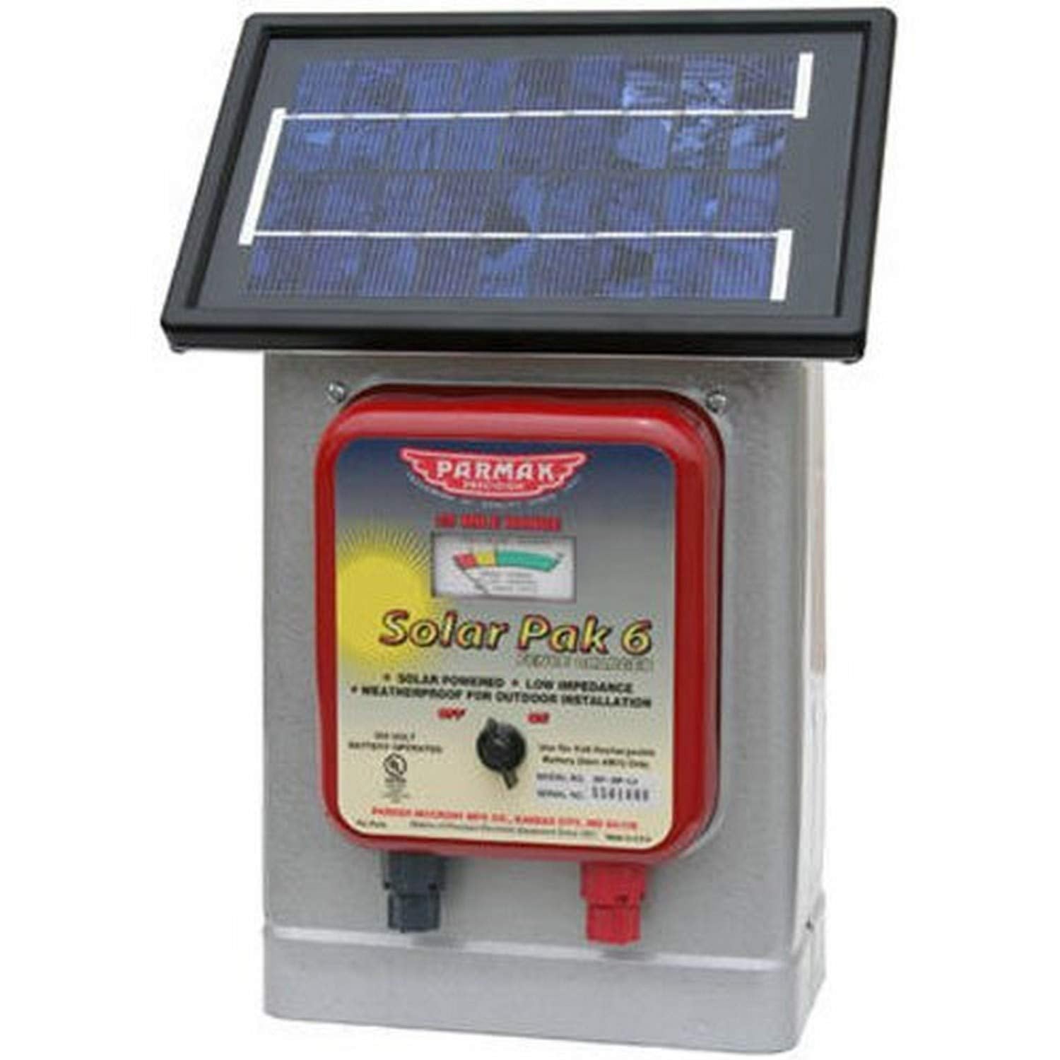 Parmak DF-SP-LI solar fence charger with solar panel, ideal for outdoor pastures.