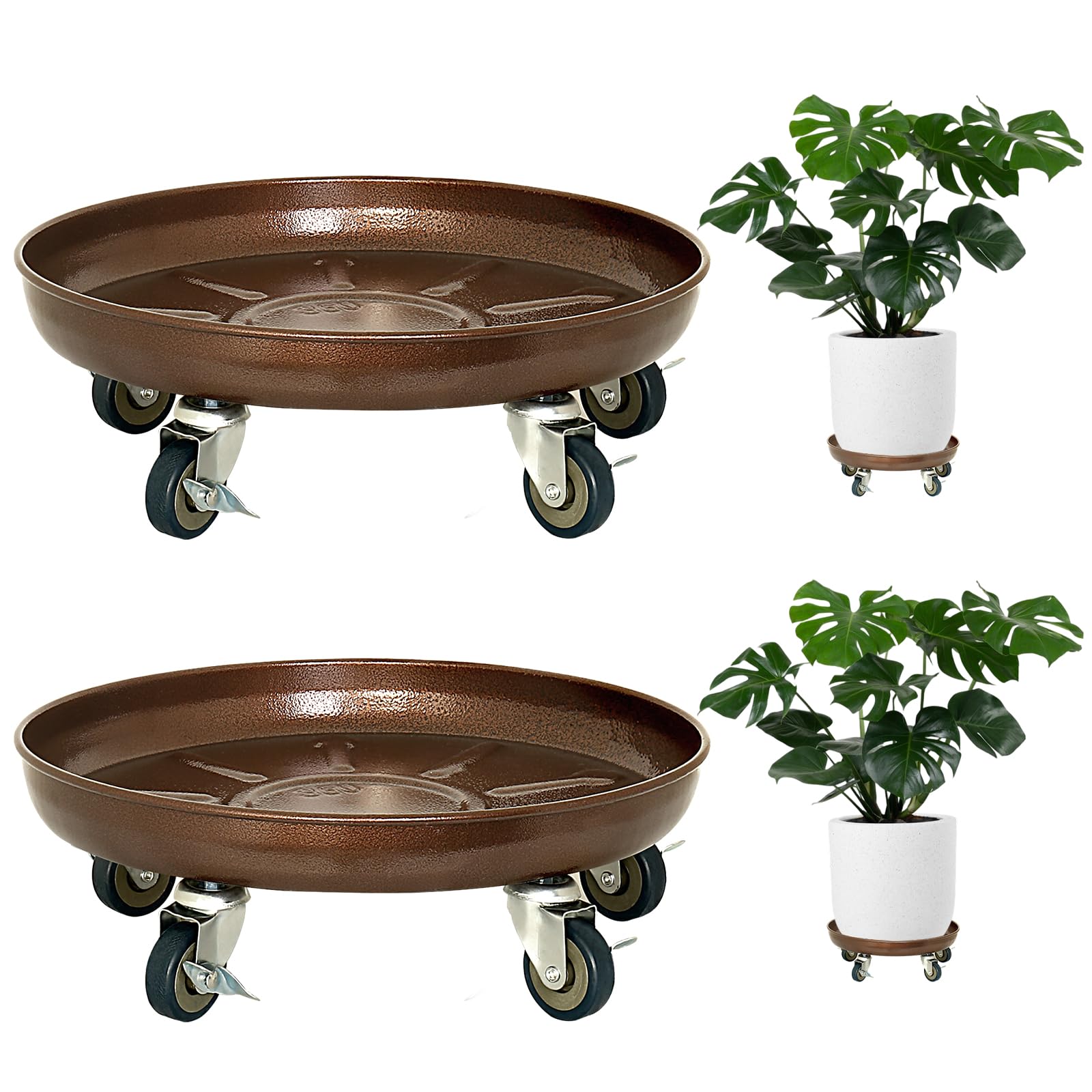 Parsagi plant saucer 13-inch rolling stand with wheels, ideal for moving heavy pots.