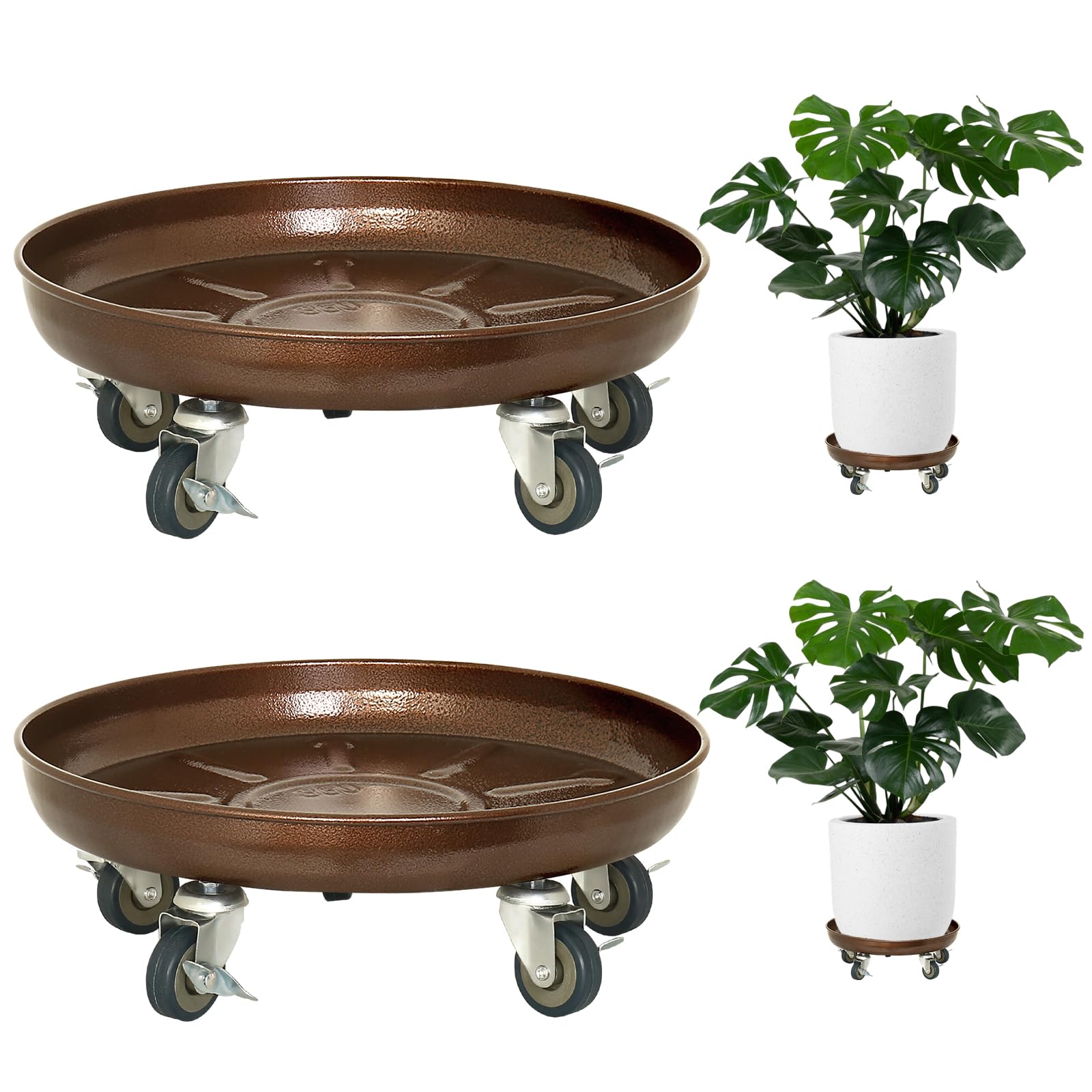 Parsagi Plant Saucer 16-inch rolling caddy with wheels moves heavy planters easily.