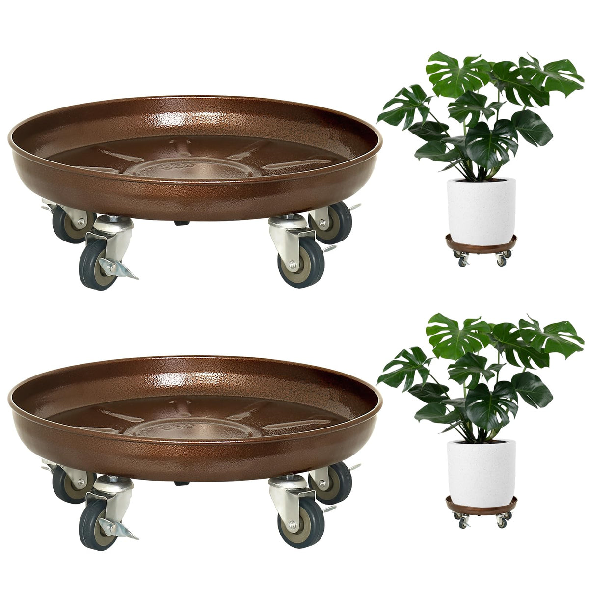 Parsagi Plant Saucer 16-inch rolling caddy with wheels moves heavy planters easily.