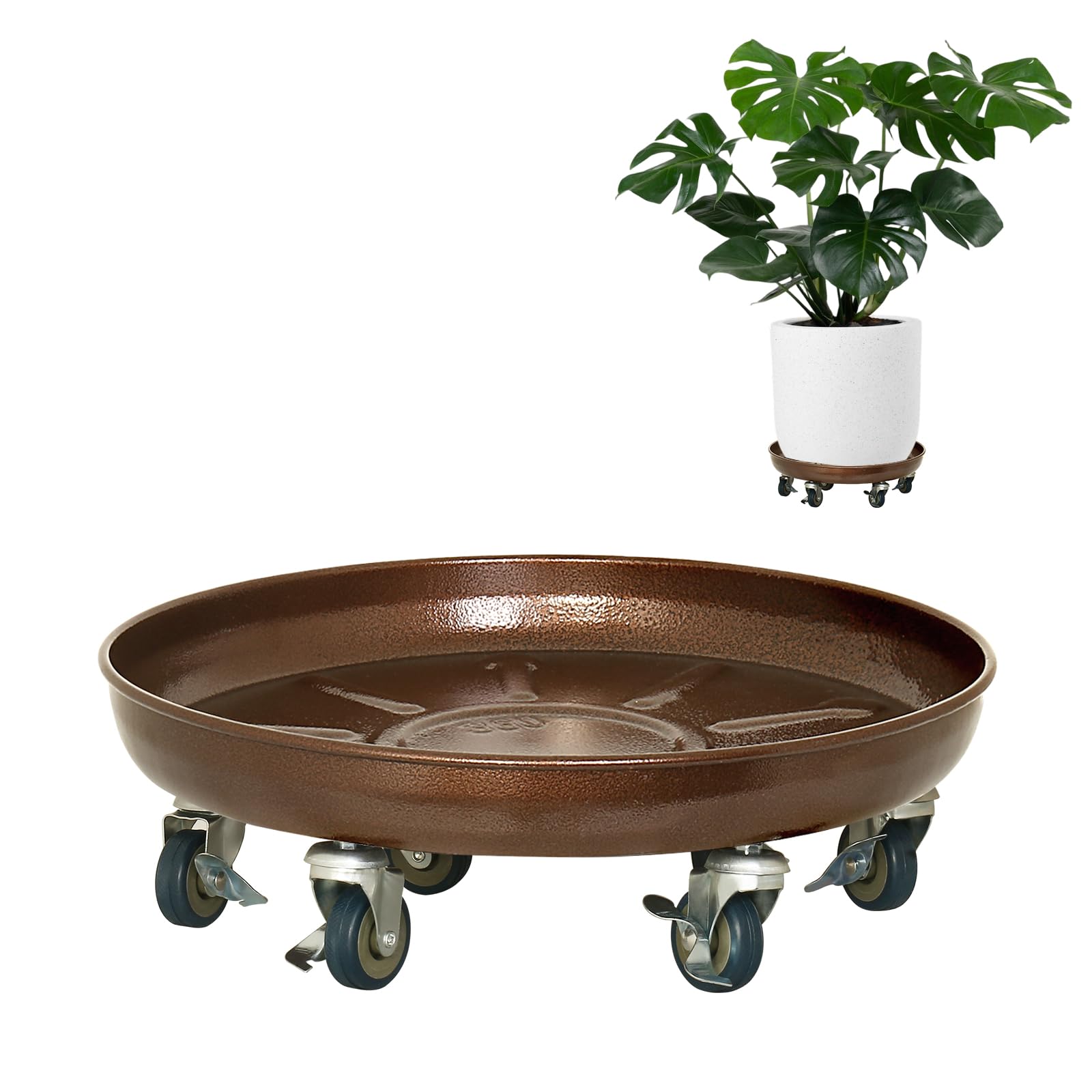 Parsagi Plant Saucer 17-Inch rolling stand on wheels for easy relocation.