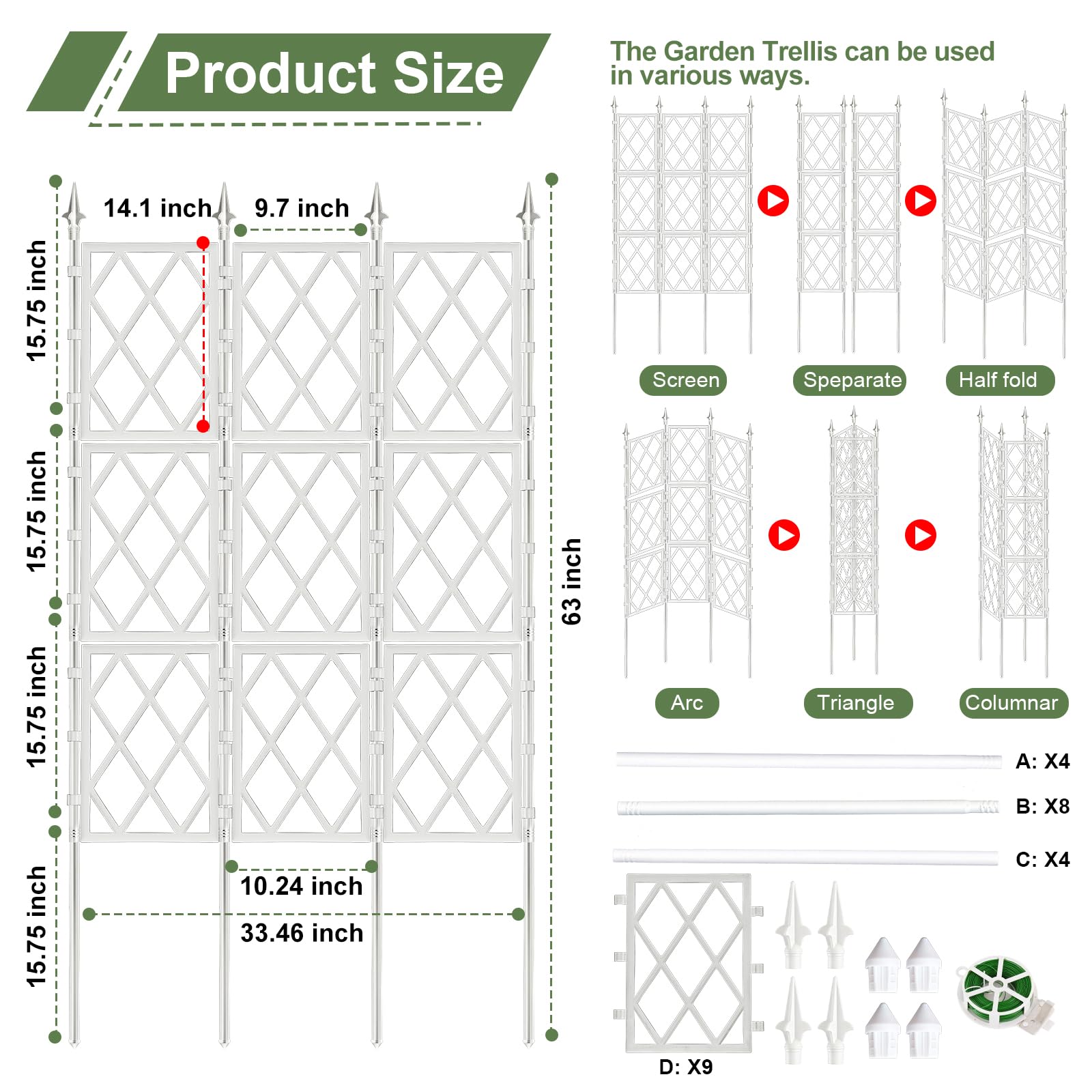 ParseBio white metal fence trellis supports ivy and vegetables with durable construction.