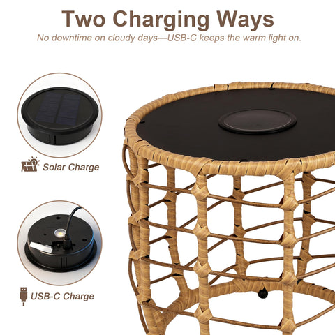 PARTPHONER all-weather wicker and iron top withstand rain and sun