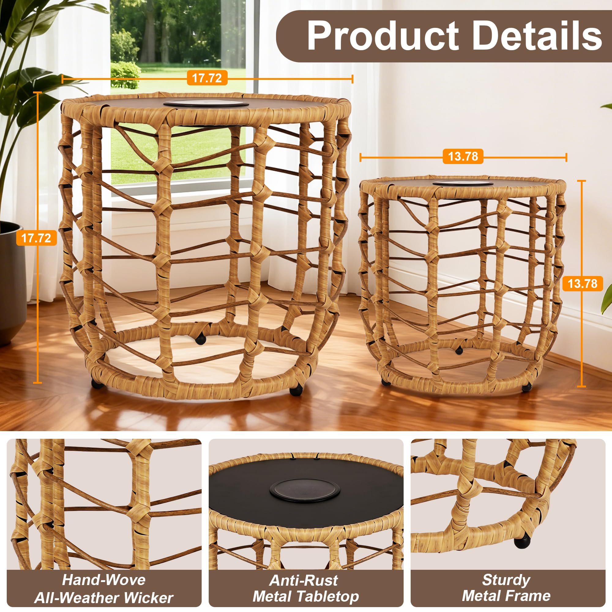 PARTPHONER boho solar nesting tables shown stacked save space on balconies