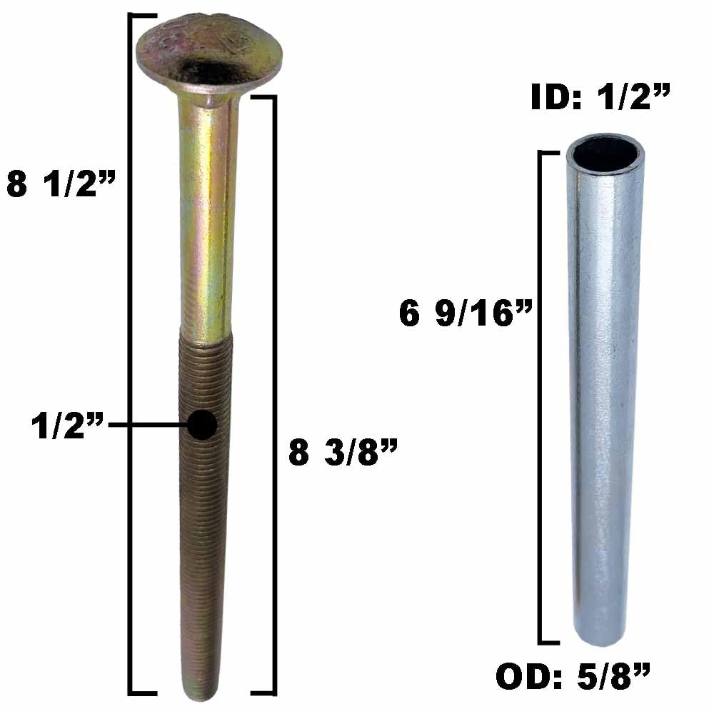 Parts 4 Outdoor long bolts and bushings kit for deck wheels; secure installation.