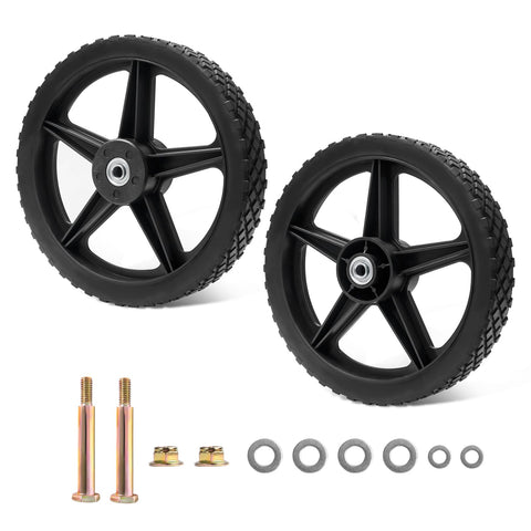 Parts Camp 16in spoked plastic lawn mower wheel for smooth mowing.