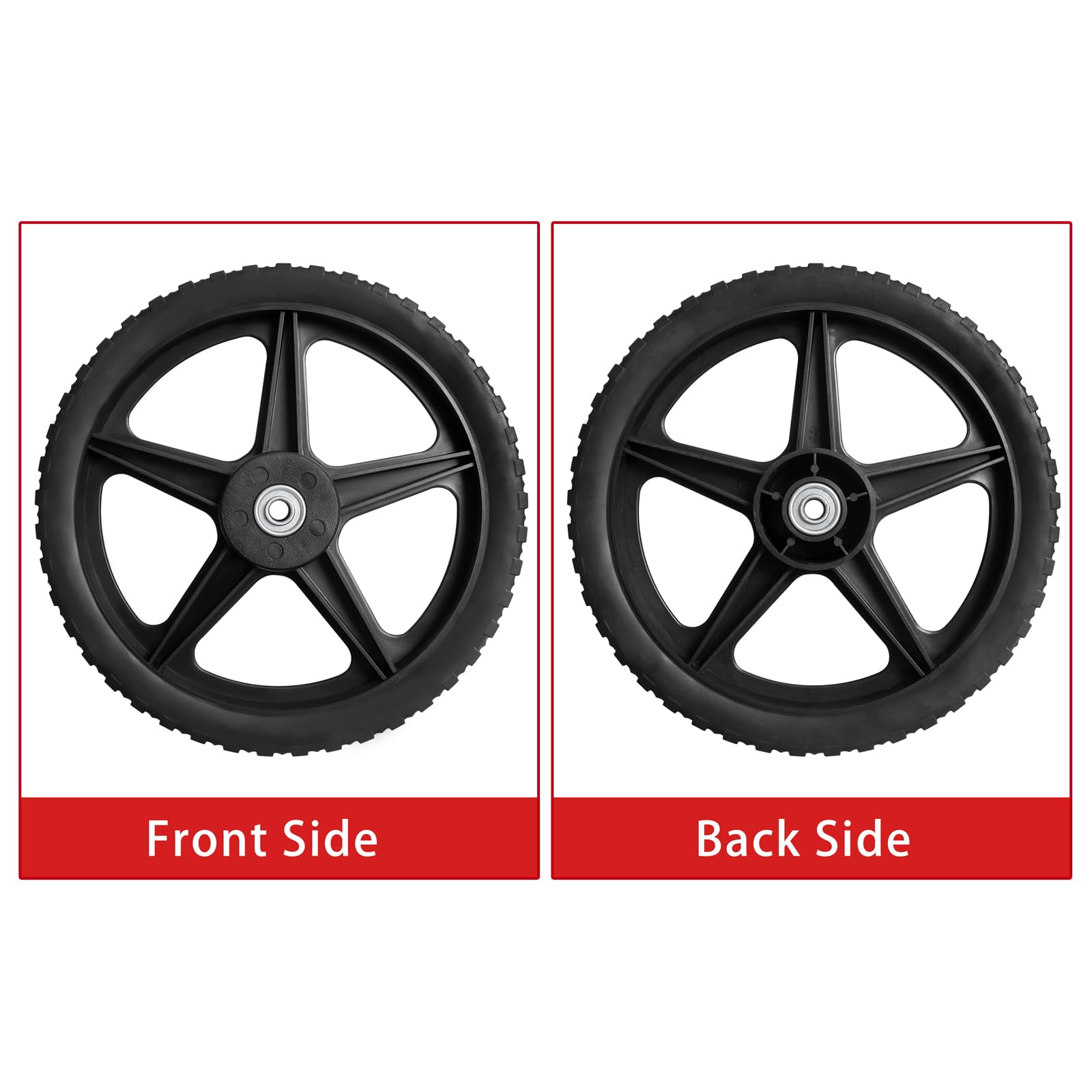 Parts Camp 16in wheel with 1.75in width for stability.