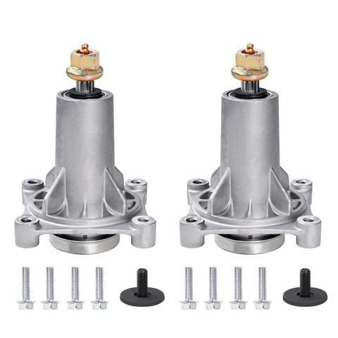 Parts Camp 2-pack mandrel assembly front view for quick mower deck replacement.