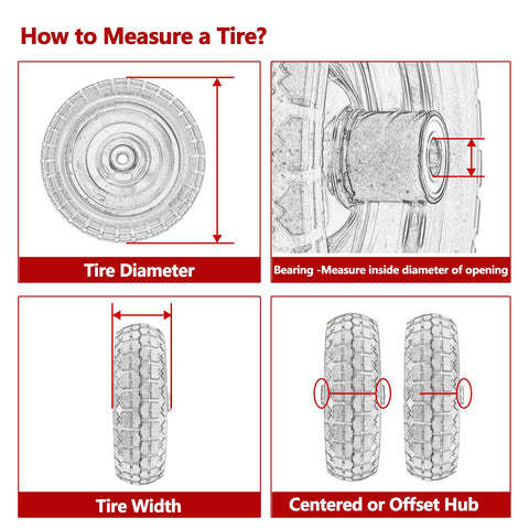 Parts Camp Gorilla Cart wheels provide 3-inch width for balanced load handling.