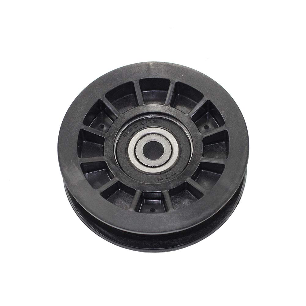 Parts Camp flat idler pulley with 3/8 in bore is easy to install.