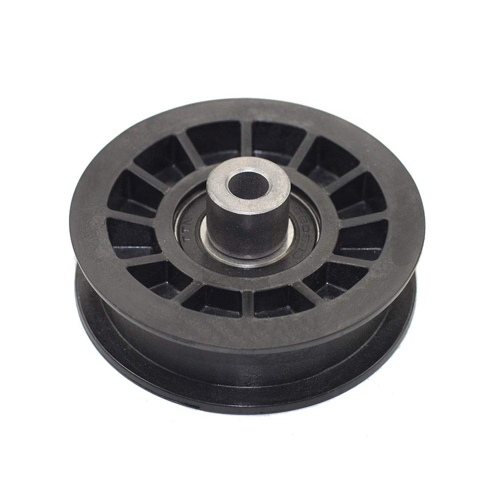 Parts Camp flat idler pulley for Poulan improves belt tracking.