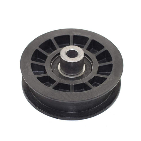 Parts Camp flat idler pulley for Poulan improves belt tracking.