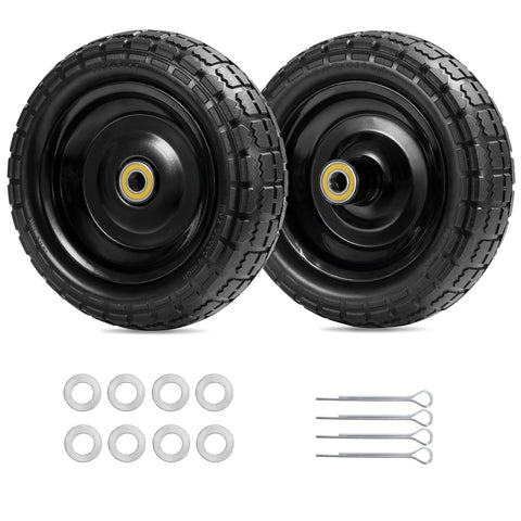 Parts Camp Gorilla Cart Wheels with 10-inch solid tires for puncture-resistant transport.