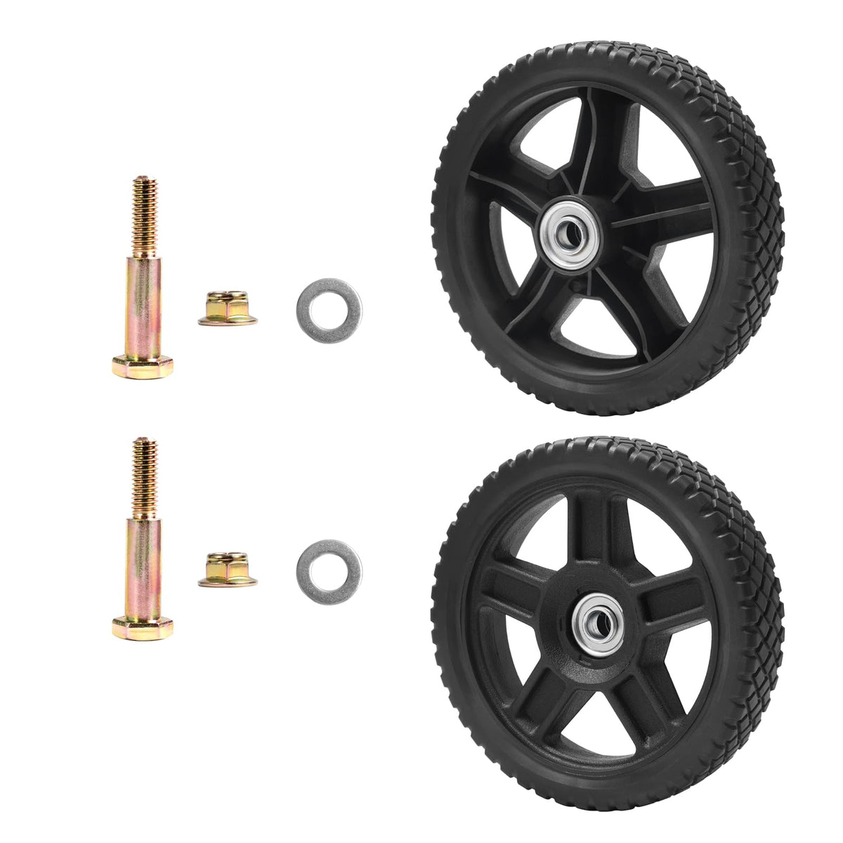 Parts Camp lawn mower wheel kit 6in front view highlights durable, easy-to-install mower wheels.