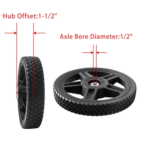 Parts Camp wheel bore 1/2 inch detail shows precise compatibility.