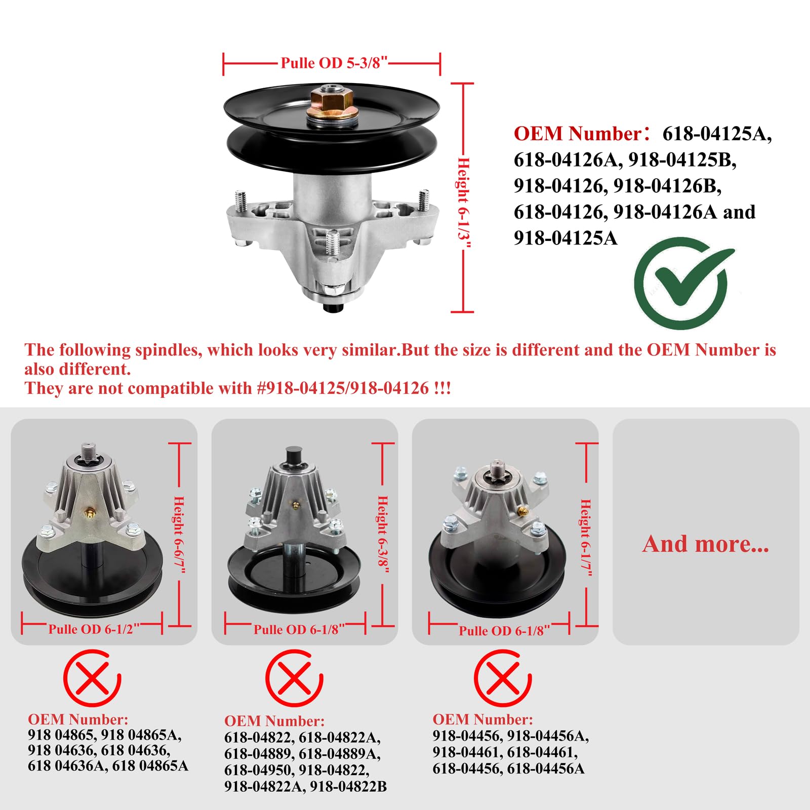 Parts Camp spindle for Cub Cadet 918-04126, supports easy greasing bearing with zerk.