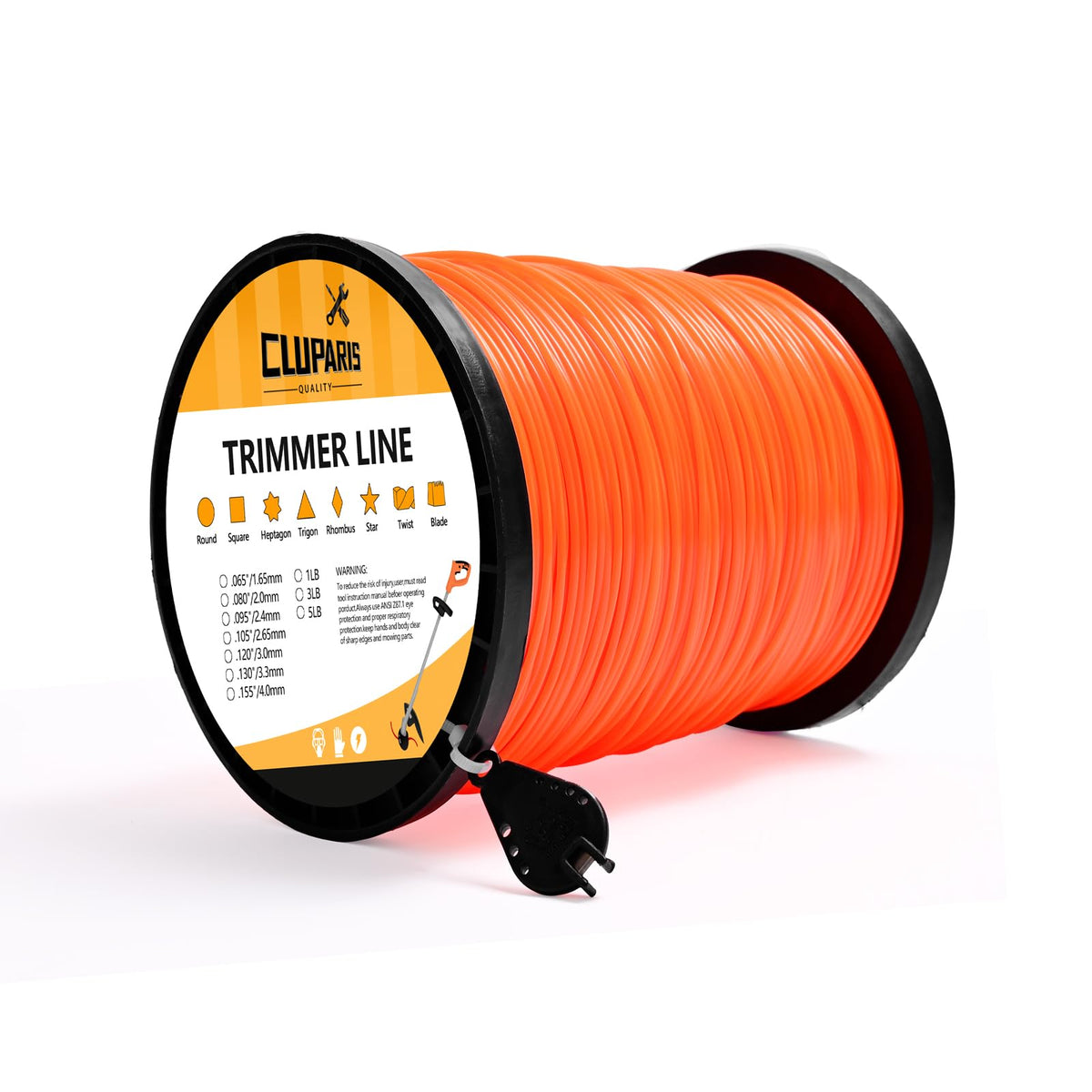 Parts Camp trimmer line orange round 0.095in spool for durable lawn edging.