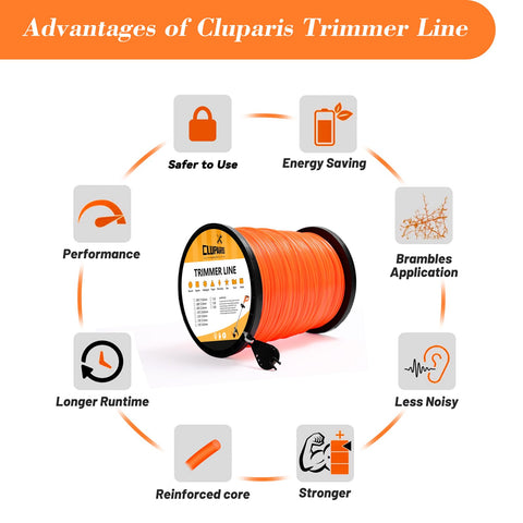 Parts Camp trimmer line orange spool makes visibility easier during yard work.