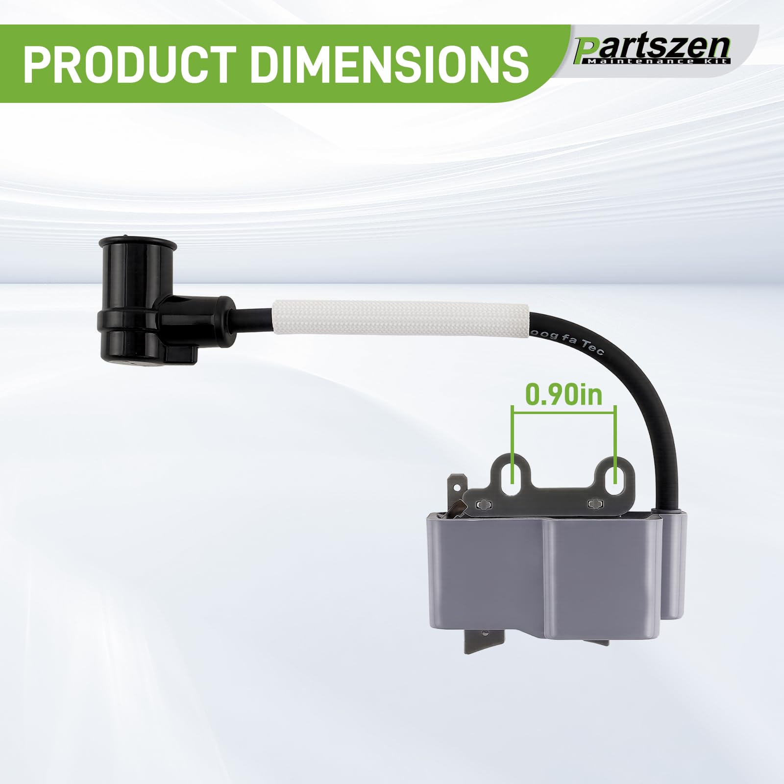 Partszen ignition coil side view shows compact design for tight engine spaces.