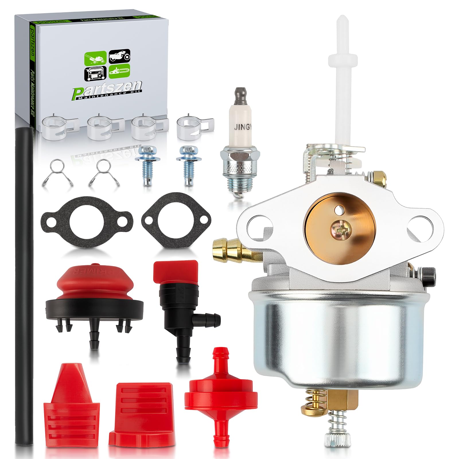 Partszen carburetor for Tecumseh H70 close-up showing precise fit for snowblower use