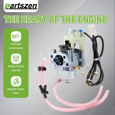 Close-up of Partszen Huayi carburetor shows quality components for dependable performance.